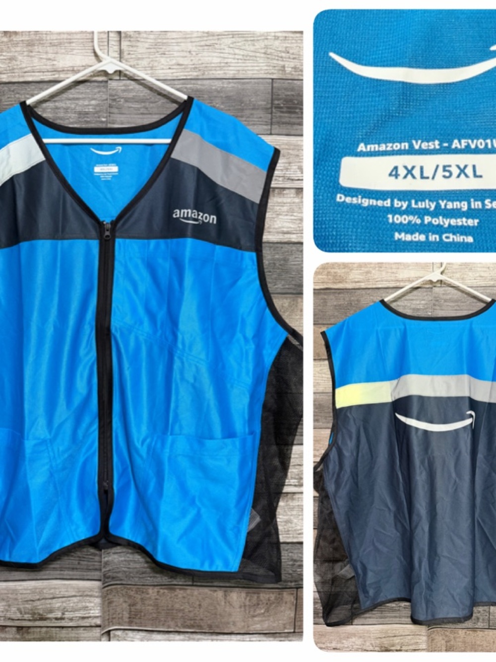 Amazon Vest High Visibility Mesh Full Zip Reflective 4XL/5XL Blue Lightweight